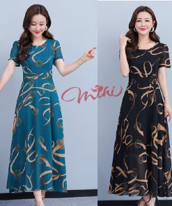 Váy nữ trung niên cho mẹ Họa Tiết V4b - Áo đầm kiểu thời trang cho người lớn tuổi trung tuổi U40 U50 đẹp giá rẻ Bigsize-thoitrangcenter