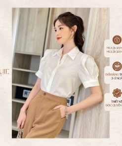 BEAUTEBYV - Áo sơmi nữ cổ đức có chi tiết vai Lamos-thoitrangcenter