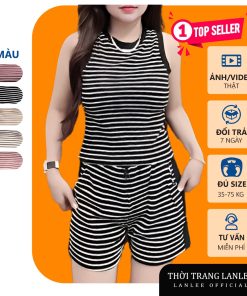 Set Đồ Bộ Nữ Hè LANLEE Official Chất Thun Tăm Áo Sát Nách Quần Short Mềm Mịn Mát Mã S-thoitrangcenter