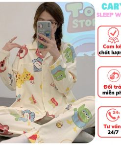 Bộ pijama dài tay chất kate họạt hình siêu xinh bộ ngủ mặc nhà dễ thương CARY-thoitrangcenter