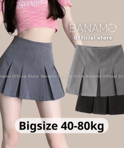 Chân váy nữ BIGSIZE Banamo Fashion chân váy ngắn xếp ly to 5913-thoitrangcenter