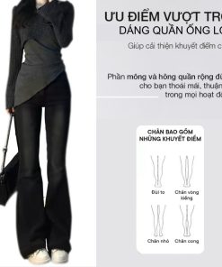 quần bò jean ống đứng rộng suông CẠP CAO phong cách RETRO Hottrend 2023 LING-thoitrangcenter