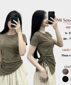 Áo Thun Khoét Bên Eo Vạt Nhọn Chất Cotton MiSoul BigSize