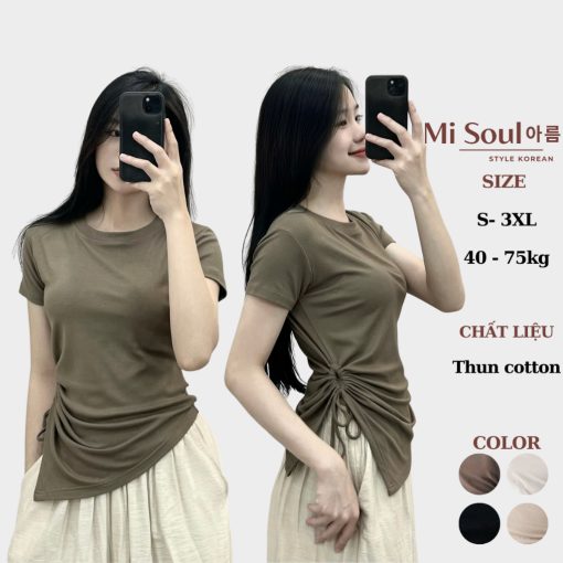 Áo Thun Khoét Bên Eo Vạt Nhọn Chất Cotton MiSoul BigSize