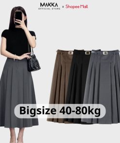 Chân váy nữ MAKKA dáng dài bigsize cạp cao xếp ly 531-thoitrangcenter