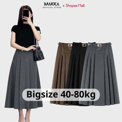 Chân váy nữ MAKKA dáng dài bigsize cạp cao xếp ly 531-thoitrangcenter