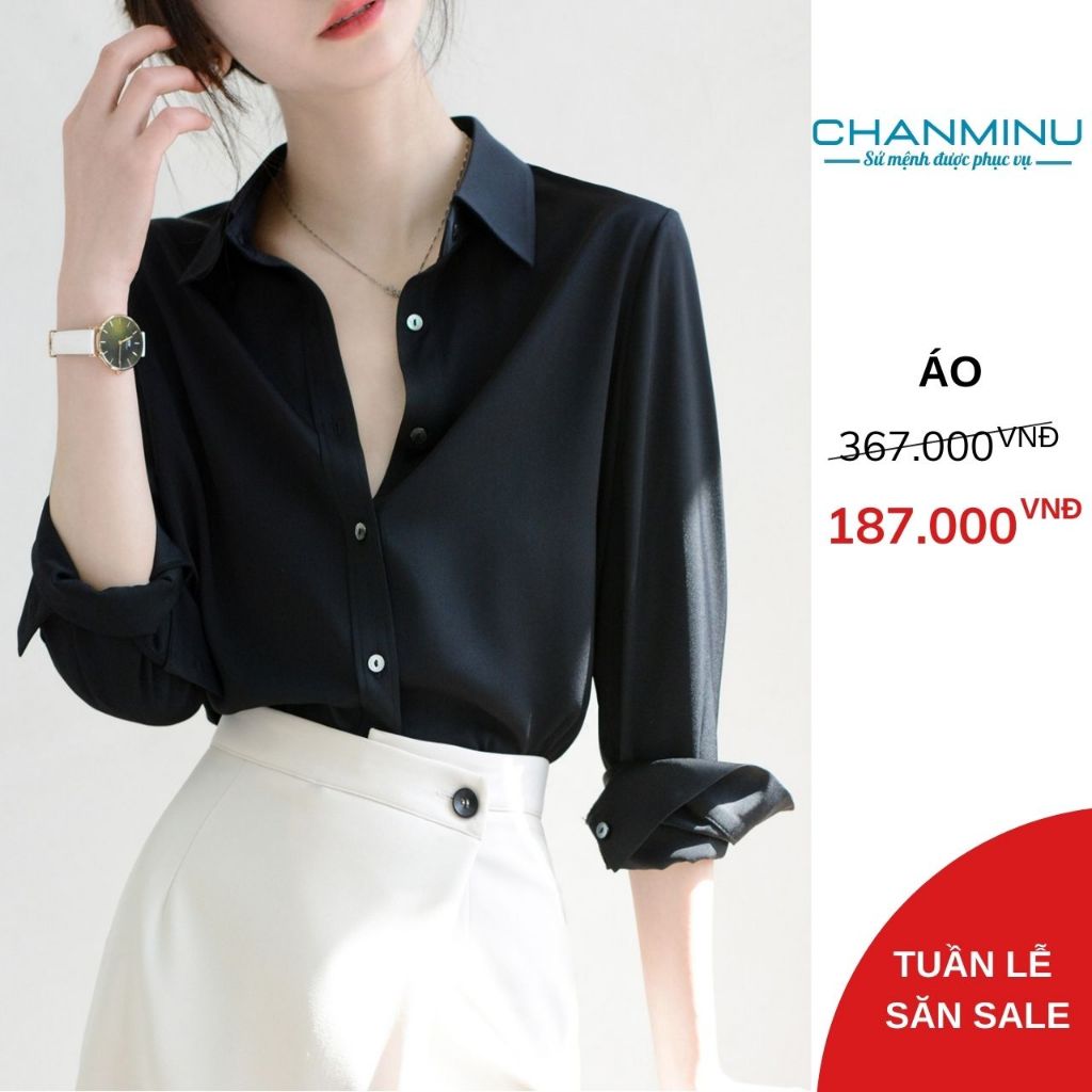 Sơ Mi Lụa Vải Đẹp Mát Dáng Xuông Thanh Lịch Hàng Thiết Kế CHANMINU A03