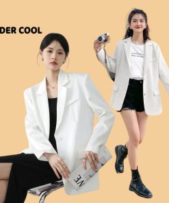 Áo Blazer Vest Nữ 1 lớp UNDERCOOL Dáng Suông Rộng Vải Trượt Kiểu Hàn Quốc - áo khoác mùa thu phong cách công sở AV01-thoitrangcenter