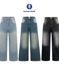 Calem Club - Quần Jeans Wash cạp cao Ống Rộng tôn dáng form thụng unisex-thoitrangcenter