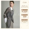 Áo Sơ Mi Tơ Cao Cấp ELENA Kiểu Dáng Sang Chảnh Thiết Kế Công Sở Hàn Quốc Phối Màu Xám Trắng A40-thoitrangcenter