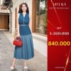 VIVI KA - Set áo denim túi hộp zipper + chân váy dài - VKSE00439-thoitrangcenter