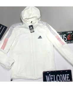 Áo Khoác Dù Nhẹ Nam Nữ 2 Lớp Có Mũ Chống Nắng Màu Trắng 3 Sọc Adidas Thể Thao áo khoác gió Nam Nữ Form Xuông Có Dây Rút-thoitrangcenter