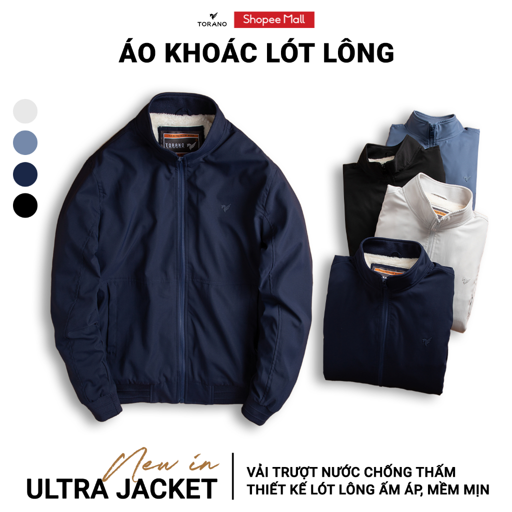 Áo khoác gió 2 lớp TORANO lót lông cổ cao Công Nghệ Cao Cấp Heattech