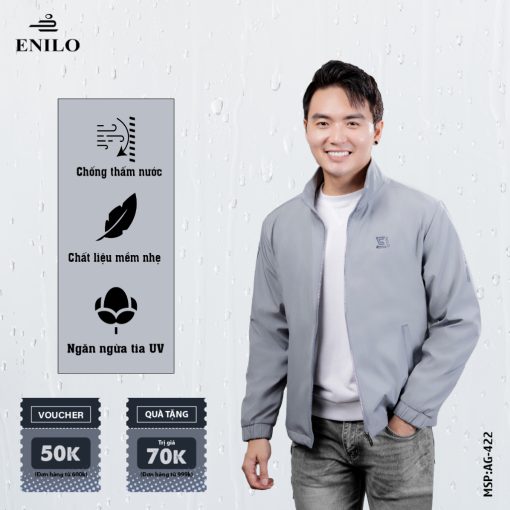 Áo khoác gió dành cho nam ENILO OFFICIAL chất liệu cotton nylon chống thấm cản gió giữ ấm tốt AG422-thoitrangcenter