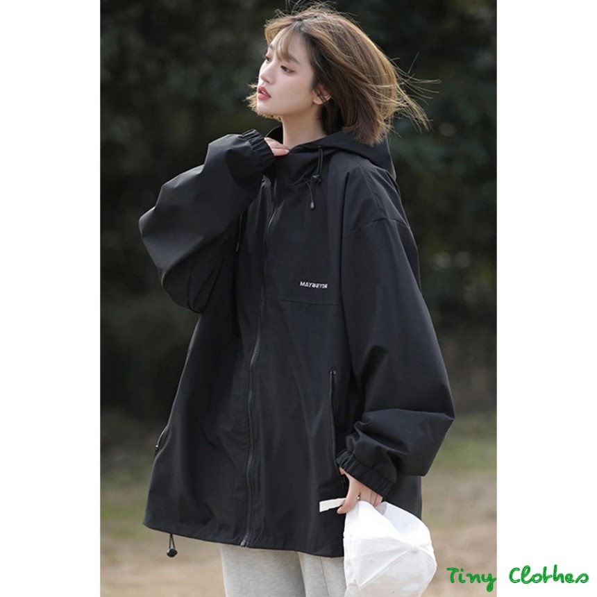 Áo khoác gió nam nữ có mũ cao cấp 2 lớp MAYBEOND chất liệu gió dù mềm chống nước chống nắng form rộng kiểu dáng uni-thoitrangcenter