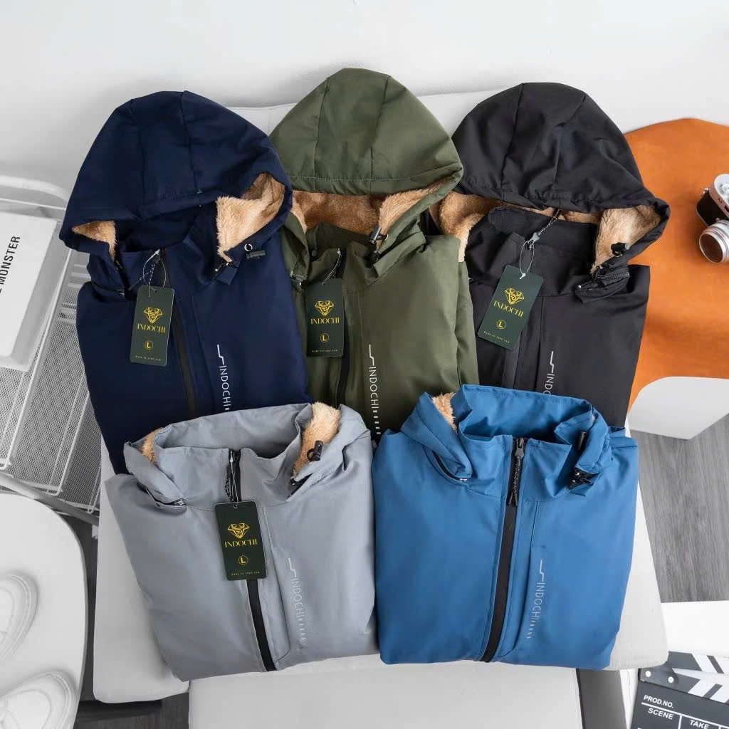 Áo khoác Gió Nam Nữ Lót Lông In Ngực Có Nón Trùm Và Dây Kéo Tiện Lợi