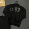 Áo khoác gió bomber DSQ nam nữ thân trơn phối thêu chữ ICON viền trắng sau lưng bo ống sọc gân