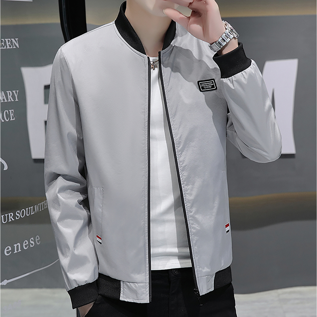 Áo khoác gió bomber nam ECOLLECT 2 lớp chống nước cản gió dày dặn phối logo da thời trang mùa thu đông - G15-thoitrangcenter