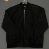 Áo khoác bomber gió nam nữ DSQ đen thân trơn khoá zip bạc ống bo sọc gân lót 2 lớp đơn giản basic 2024-thoitrangcenter