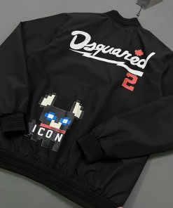 Áo khoác bomber gió nam nữ DSQ in chữ D2 tia sét lá phong phối hình chú chó Minecraft ICON 2 mặt mẫu mới 2025-thoitrangcenter