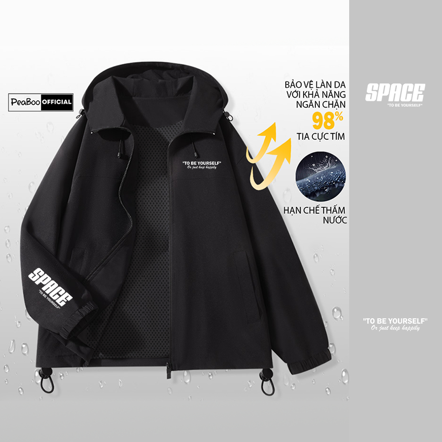 Áo Khoác Gió Nam Nữ Mũ Cao Cấp 2 Lớp PEABOO Mã Be Yourself In Hình Chống Nước Chống Nắng Form Rộng Kiểu Dáng Unisex-thoitrangcenter