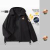 Áo Khoác Gió Nam Nữ Mũ Cao Cấp 2 Lớp PEABOO Mã Flower Gấu In Hình Chống Nước Chống Nắng Form Rộng Kiểu Dáng Unisex-thoitrangcenter