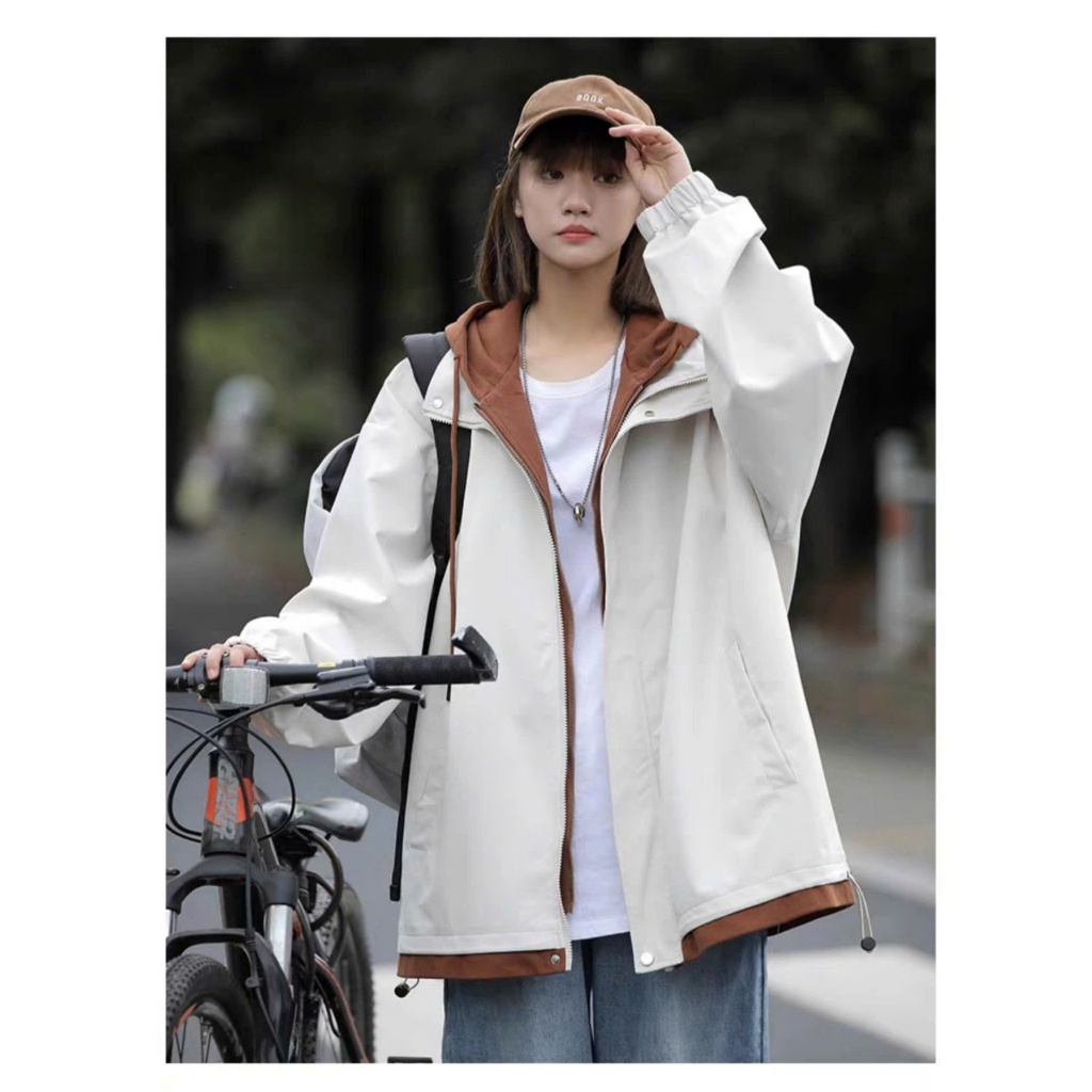 Áo khoác gió unisex nam nữ phối Layer nỉ chống nước - Áo bomber hoodie mũ trùm đầu chất vài gió dù 2 lớp siêu ấm-thoitrangcenter