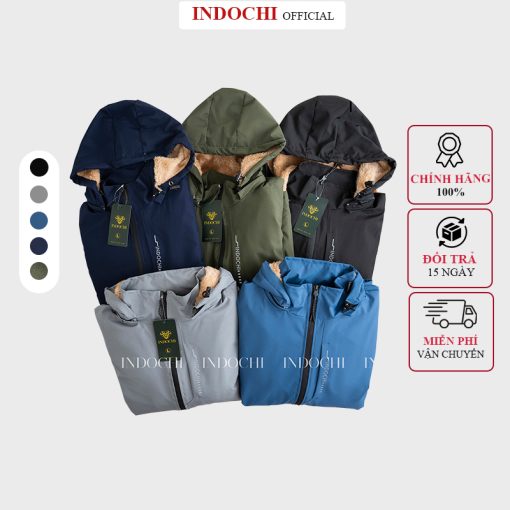 Áo khoác gió lót lông vàng INDOCHI unisex tráng bạc chống nước cản gió