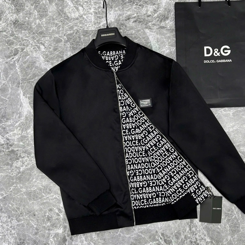 Áo khoác bomber gió nam nữ 2 mặt Đê Và Gờ ngực thêu mác da mặt trong dệt pha phủ tràn chữ hãng-thoitrangcenter