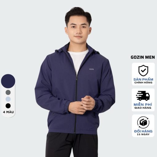 Áo khoác gió nam trượt nước thông minh GOZIN MEN 2 lớp có mũ cản gió chống thấm cản bụi -JA08-thoitrangcenter