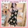 Váy ngủ nữ hai dây dễ thương bigsize chất cotton thun sữa có đệm ngực đuôi xếp li kèm bịt mắt VN02-thoitrangcenter