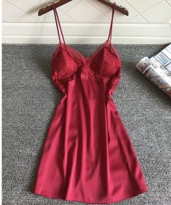 Váy Ngủ Hai Dây Lụa Satin Phối Ren Hisexy MD95-thoitrangcenter