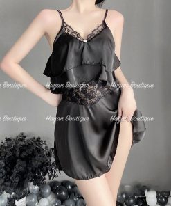 đầm ngủ lụa sexy dây buộc lưng HT61-thoitrangcenter