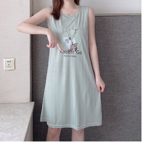 Váy ngủ có đệm ngực váy mặc ở nhà mùa hè dễ thương ngọt ngào phong cách Hàn Quốc-thoitrangcenter