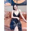 Đầm ngủ 2 dây bigsize(SIZE 40-85KG) váy ngủ 2 dây chất phi mềm không mút quyến rũ phối ren đen-thoitrangcenter