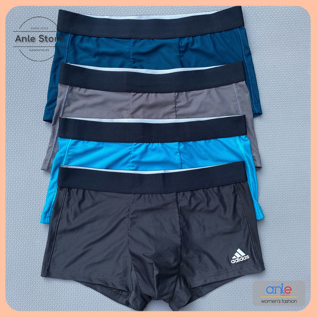 Set 4 Quần lót nam thông hơi quần Boxer vải thun co giãn 8 chiều chất lụa lạnh mát mịn thoáng khí quần sì đùi-thoitrangcenter