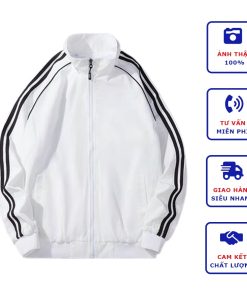 Áo Khoác Nam Nữ Vải Dù 2 Lớp Cổ Đứng Phối Sọc Cánh Tay Chống Nắng