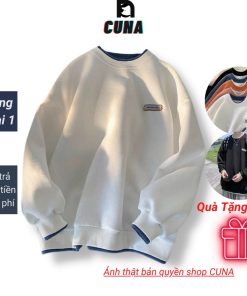 Áo Sweater CUNA Áo Sweater Nam Nữ Form Rộng Chất Cotton Nỉ Ngoại Hàng Xuất Cao Cấp Trơn Cổ Tròn Dài Tay Local Brand-thoitrangcenter