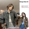 Áo khoác XIANG NIAN NI vải nhung có túi phong cách Hàn Quốc cổ điển thời trang thu đông-thoitrangcenter