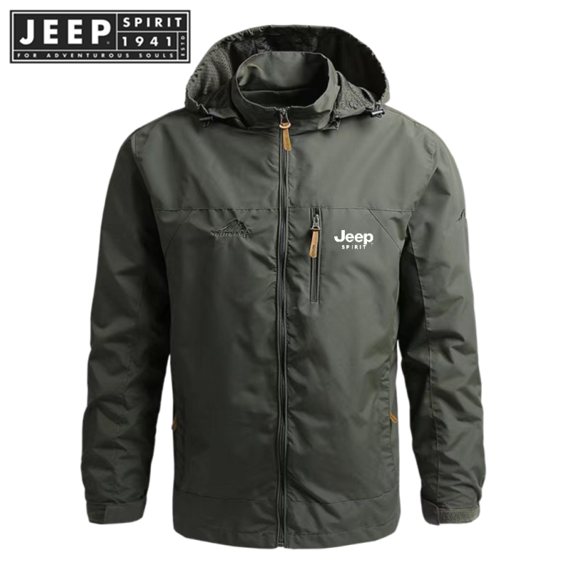 JEEP SPIRIT 1941 ESTD Quần áo leo núi ngoài trời Windproof Áo khoác trùm đầu không thấm nước-thoitrangcenter