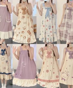 Đầm ngủ cotton tay ngắn phong cách công chúa thời trang mùa hè cho nữ-thoitrangcenter