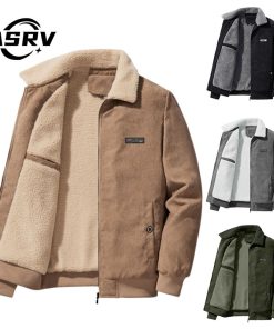 Asrv Cashmere Áo khoác nam thông thường Mùa đông mới Áo khoác vải nhung lót lông cừu dày-thoitrangcenter