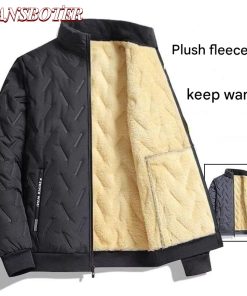 Lansboter Áo khoác Cotton nam mùa thu đông Áo khoác lông cừu dày ấm áp Sherpa dáng rộng Plus kích thước Áo khoác-thoitrangcenter