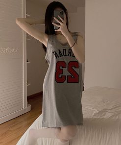 Đầm Ngủ Hai Dây Mùa Hè Mỏng Màu Xám Phong Cách Thời Trang Mới 2022-thoitrangcenter