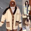 Áo Khoác Cardigan Viền Xanh Nâu FRMLK Form Rộng chew-thoitrangcenter