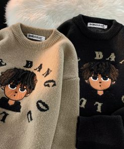 Áo Khoác Sweater Dệt Kim Tay Dài Thêu Họa Tiết Tuần Lộc Kiểu Mỹ Cổ Điển Thời Trang Thu Đông 2024 Cho Nam-thoitrangcenter