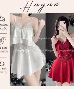 HT61 Váy ngủ sexy viền ren công chúa dáng xoè