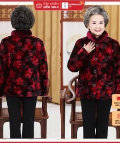 Áo khoác nhung người già siêu ấm tặng bà tặng mẹ có túi tiện lợi