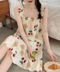 Đầm ngủ hai dây mỏng dáng rộng kiểu Pháp xinh xắn thời trang hè cho nữ váy ngủ-thoitrangcenter