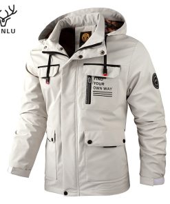 Áo khoác thể thao HANLU có mũ trùm màu trơn giữ ấm thoải mái chống gió cho nam-thoitrangcenter